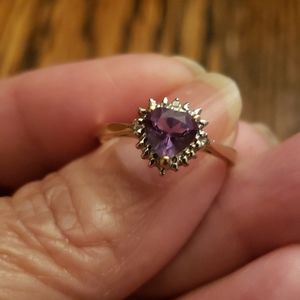 14k amethyst and diamond ring ring